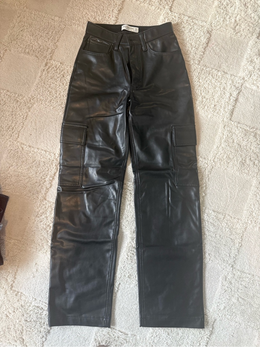 Abercrombie & Fitch Black Leather Cargo Pants